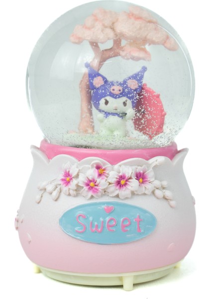 Kar Küresi Hello Kitty ve Kuromi Temalı Müzikli Pilli Renkli Işıklı Dekoratif Hediyelik