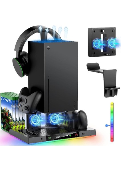 Xbox Series x Fanlı Stand Rgbli Xbox Şarj Istasyonu Oyun ve Konsol Standı