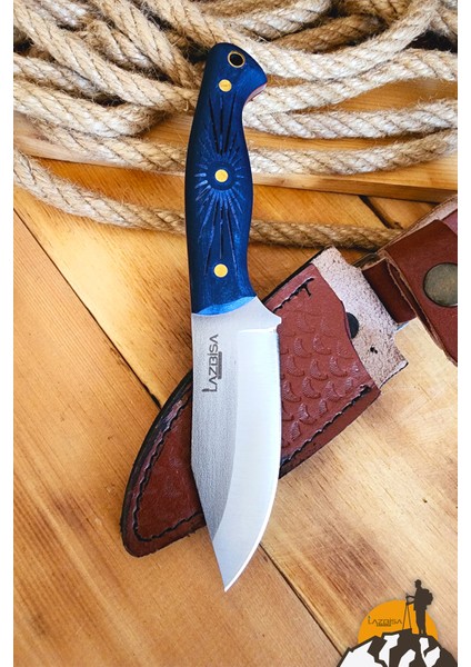 Verzalit Ahşap Sap Outdoor Kamp Bıçağı Çakısı Kılıflı Piknik Bıçak Çakı Mutfak Bıçağı ( KMÇ-253 )