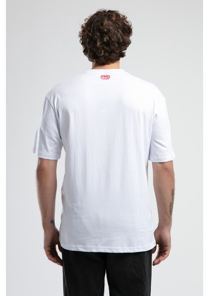 ECKO UNLTD Oculus Beyaz Bisiklet Yaka Baskılı Oversize Erkek Tshirt modelleri