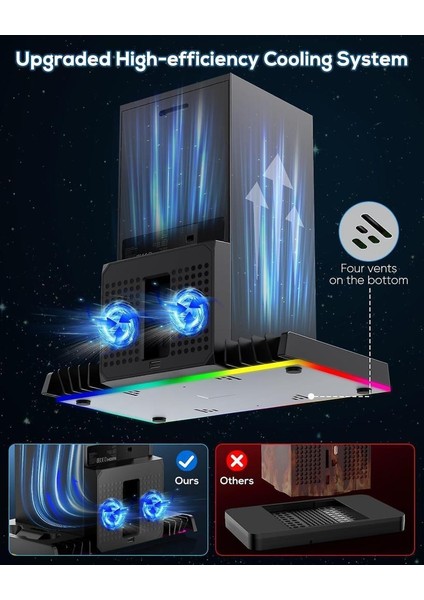 Xbox Series x Fanlı Stand Rgbli Xbox Şarj Istasyonu Oyun ve Konsol Standı
