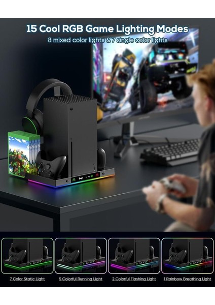Xbox Series x Fanlı Stand Rgbli Xbox Şarj Istasyonu Oyun ve Konsol Standı