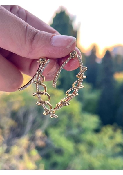 Çift Yönlü Xp Spral Küpe Gold