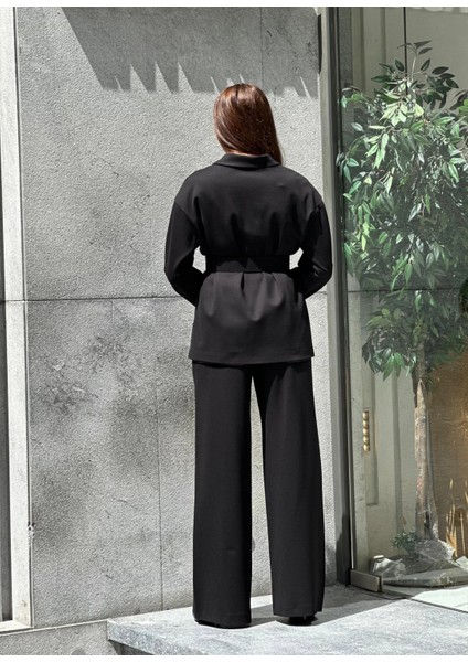 Yeni Sezon Kemerli Ceket ve Pantolon Ikili Takım modelleri