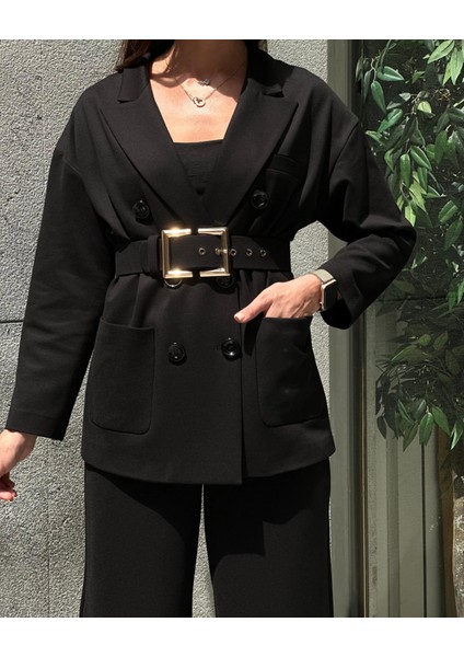 Yeni Sezon Kemerli Ceket ve Pantolon Ikili Takım fırsatları