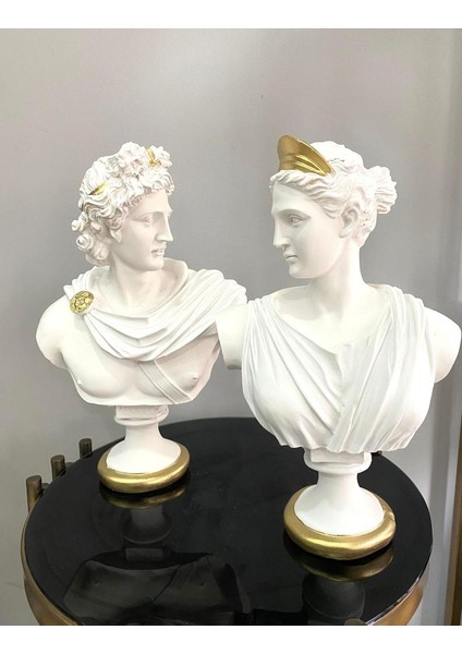 Afrodit ve Apollon Ikili Heykel Takım Büst