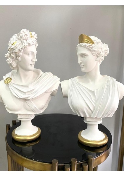 Afrodit ve Apollon Ikili Heykel Takım Büst