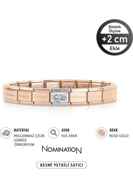 Italy Composable 925 Ayar Gümüş Zirkon Taşlı Fatımanın Eli ve Çelik Bileklik Rose