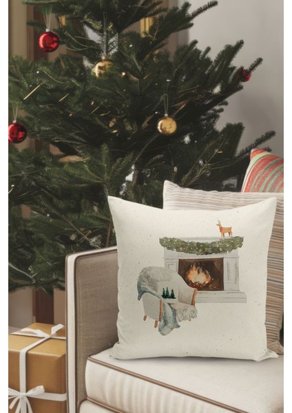 4'lü Kırlent Kılıf Seti Yılbaşı Christmas Deseni Çift Taraflı Dijital Baskılı fiyatları