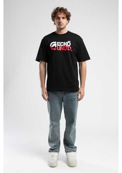 ECKO UNLTD Monsey Siyah Bisiklet Yaka Baskılı Oversize Erkek Tshirt modelleri
