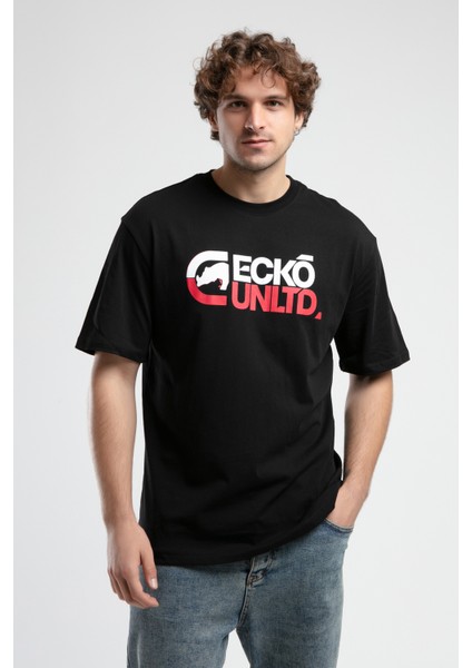 ECKO UNLTD Monsey Siyah Bisiklet Yaka Baskılı Oversize Erkek Tshirt fırsatları