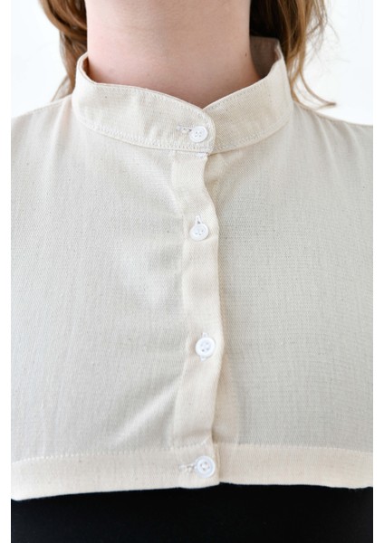 Mırach Curve Büyük Beden %100 Keten Hakim Yaka Gömlek Yakası