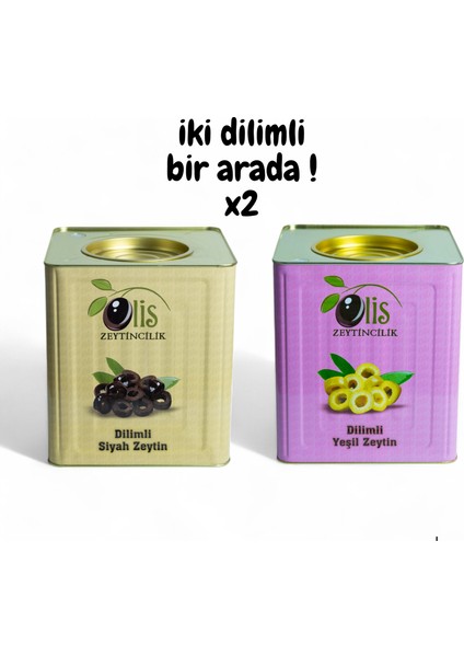 Dilimli Zeytin İki Dilimli Bir Arada Teneke Süzme Ağırlık 8 kg x 2 Adet