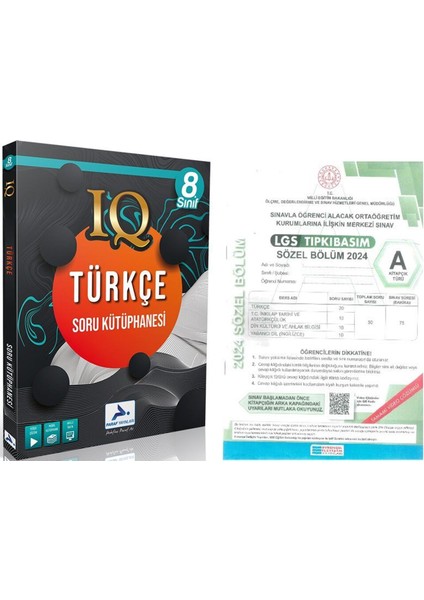 8. Sınıf Türkçe IQ Soru Kütüphanesi ve Tıpkı Basım Sözel Bölüm A Seti 2 Kitap