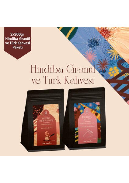 2 x 200 gr Granül Hindiba Kahve & Granül Hindiba Türk Kahvesi Seti