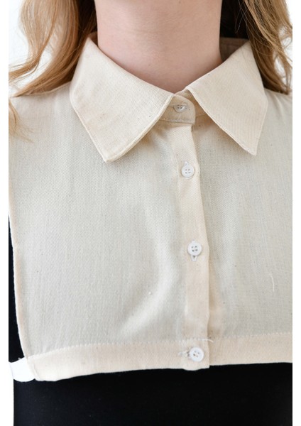 Mırach Curve Büyük Beden %100 Keten Polo Yaka Gömlek Yakası