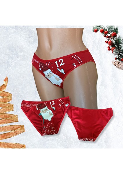Kadın Kırmızı Yılbaşı Temalı Bikini Slip Külot H2923 fiyatları