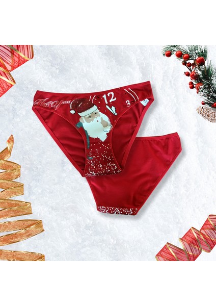 Kadın Kırmızı Yılbaşı Temalı Bikini Slip Külot H2923 modelleri