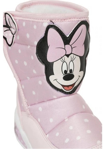 Mınnıe Mouse Salta Pembe Cırtlı Kürklü Kız Çocuk Kar Botu