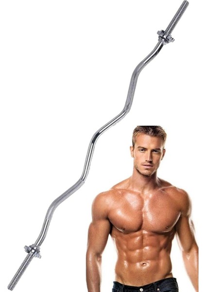 Ckspor 120 cm Krom Z Bar Içi Dolu 2 Adet Yıldızlı Halter Ağırlık Barı Spor Aleti CKS96