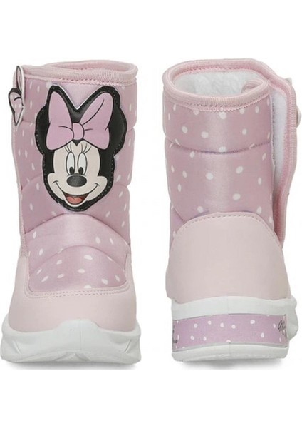 Mınnıe Mouse Salta Pembe Cırtlı Kürklü Kız Çocuk Kar Botu