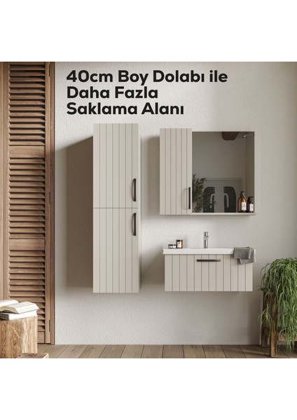 D10 40 cm Sağ Boy Dolabı Melamin Gövde Lake Kapak