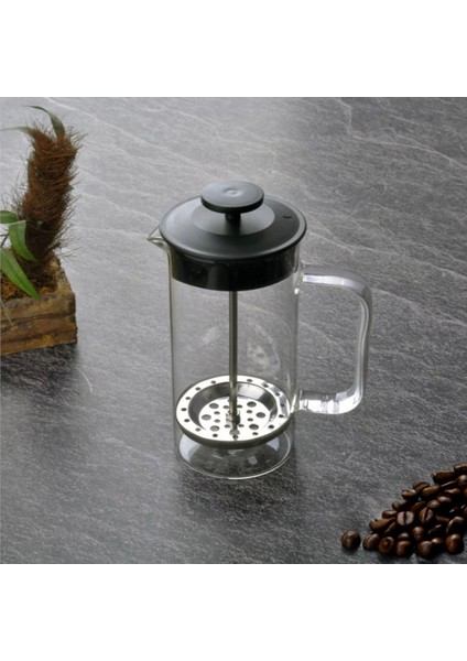 Plastik Kapaklı French Press - Siyah / Şeffaf - 350 ml