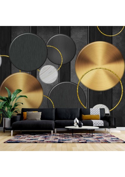 3 Boyutlu Yuvarlak Geometri Desenli Duvar Kağıdı