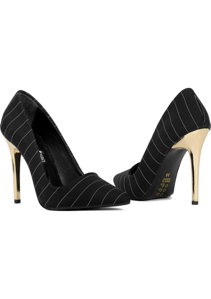 Elit MST1920S Kadın Saten Stiletto Siyah