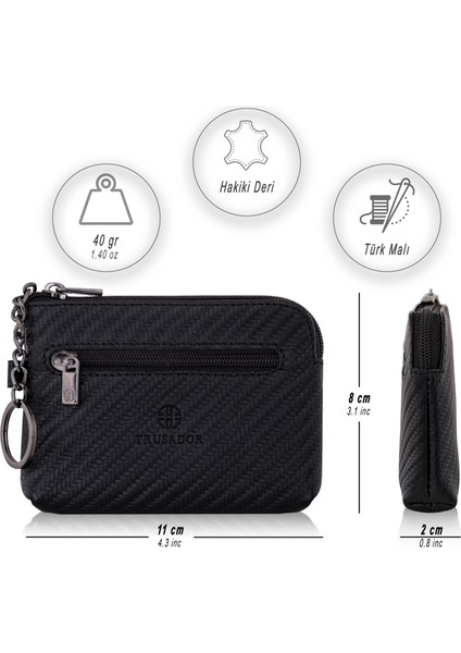 Milano Carbon Fermuarlı Mini Boy Kese Cüzdan Unisex Hakiki Deri Rfid Korumalı Erkek Kadın Anahtarlık Kartlık Bozuk Paralık Cüzdan Hediye Karbon