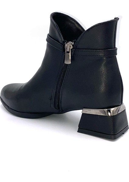 Luis Yan Toka Detaylı Fermuarlı Kısa Kadın Bot Siyah modelleri