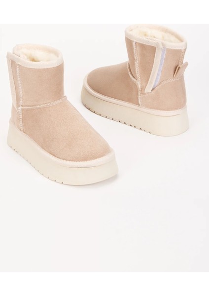 (Sema) Içi Kürklü Cırtlı Eva Hafif Taban Kız Çocuk Kışlık Bot Bej