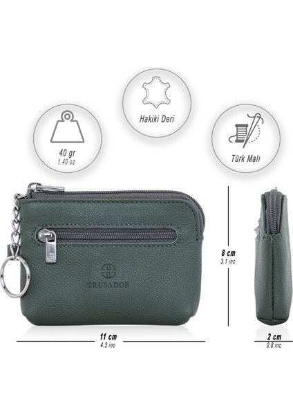 Milano Yeşil Fermuarlı Mini Boy Kese Cüzdan Unisex Hakiki Deri Rfid Korumalı Erkek Kadın Anahtarlık Kartlık Bozuk Paralık Cüzdan Hediye