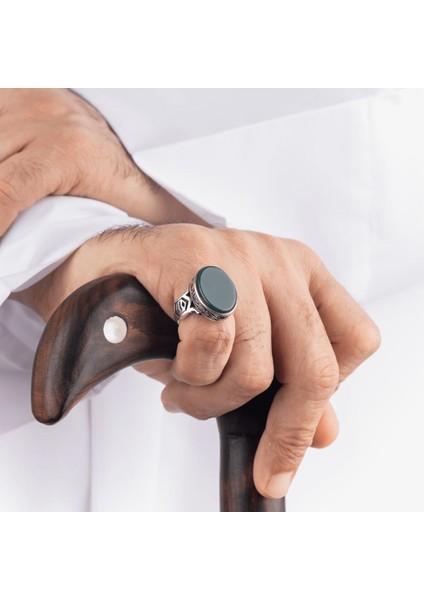 Yeşil Akik Taşı 925 Ayar Oval Gümüş Erkek Yüzük fiyatları