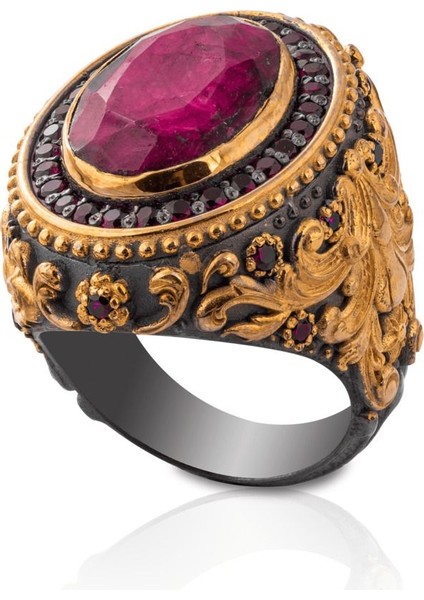 Yakut Taşı 925 Ayar Gümüş Erkek Yüzük fırsatları