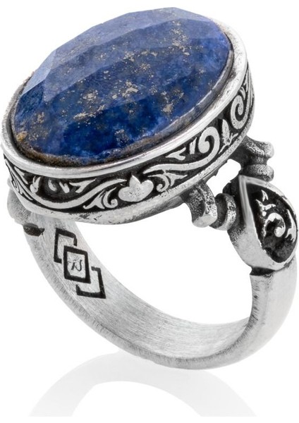 Doğal Lapis Lazuli Taşı 925 Ayar Gümüş Erkek Yüzük modelleri