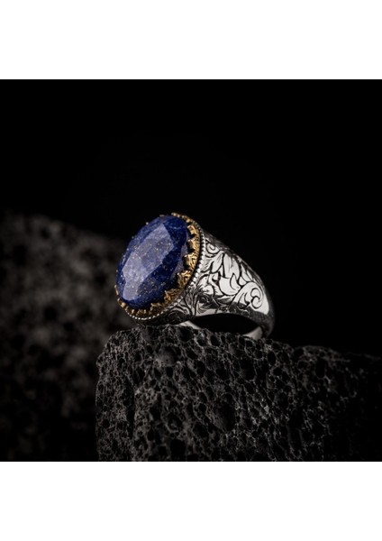 Lapis Lazuli Taşı 925 Ayar Gümüş Erkek Yüzük
