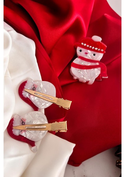 Yılbaşı Desenli Iz Bırakmayan Pens Toka ve Yılbaşı Figürlü Asetat Mandal Toka Seti 3'lü Paket fiyatları