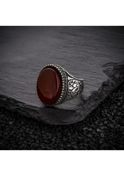 Yemen Akik Taşı 925 Ayar Gümüş Erkek Yüzük