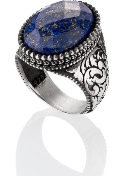 Lapis Lazuli Taşı 925 Ayar Gümüş Erkek Yüzük fırsatları
