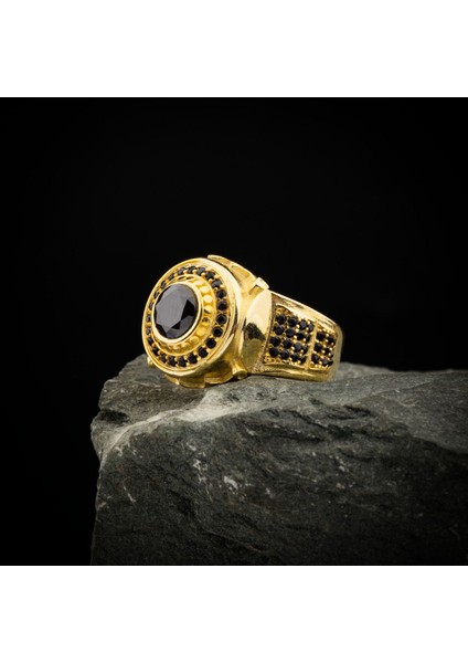 Tamamen Gümüş 925 Ayar Altın Kaplama Erkek Yüzük