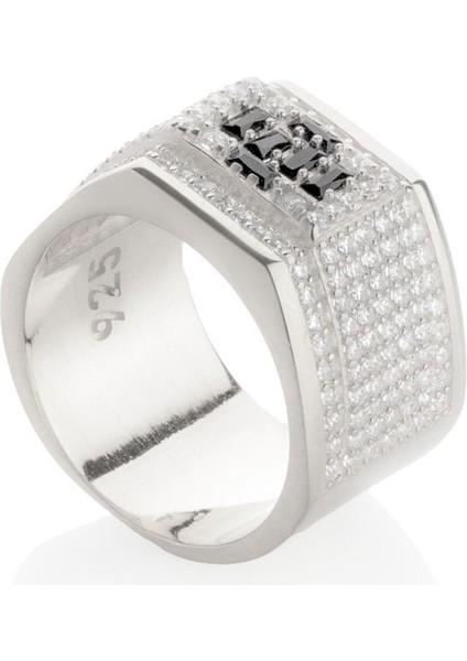 Tamamen Gümüş 925 Ayar Siyah Erkek Yüzük modelleri