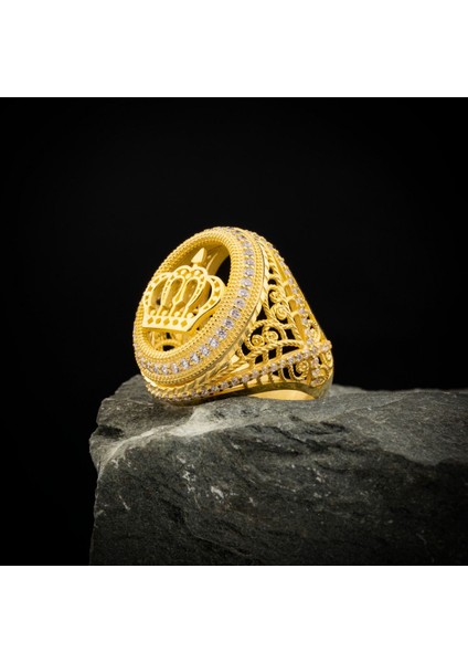 Altın Kaplama 925 Ayar Gümüş Erkek Yüzük