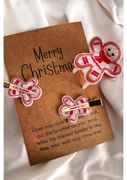 Yılbaşı Desenli Iz Bırakmayan Pens Toka ve Yılbaşı Figürlü Asetat Mandal Toka Seti 3'lü Paket