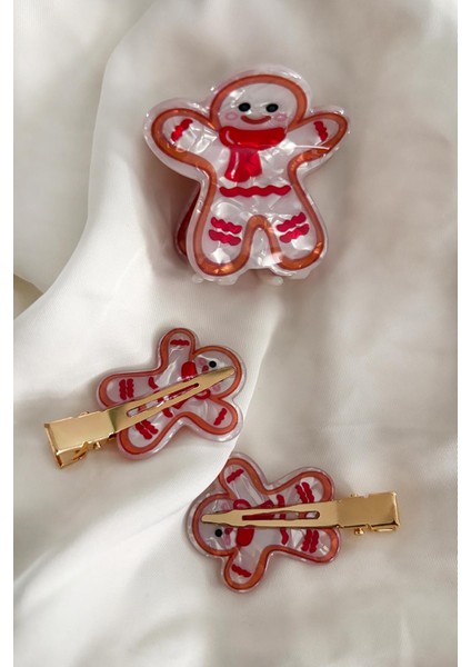 Yılbaşı Desenli Iz Bırakmayan Pens Toka ve Yılbaşı Figürlü Asetat Mandal Toka Seti 3'lü Paket modelleri