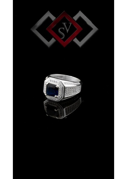 Mavi Zirkon Taşı 925 Ayar Gümüş Erkek Yüzük fiyatları