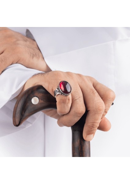 Kırmızı Zirkon Taşı 925 Ayar Gümüş Erkek Yüzük fiyatları