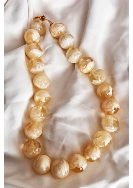 Kadın Kolye 14 mm Boncuklarla Zarif Tasarım 40 cm Yerli Üretim