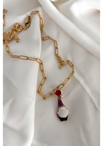 Yılbaşı Elf Figürlü Charm Uçlu Özel Seri Paslanmaz Çelik Hediyelik Kadın Kolye fiyatları