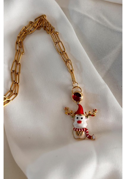 Yılbaşı Tatlı Geyik Charm Uçlu Özel Seri Paslanmaz Çelik Hediyelik Kadın Kolye fiyatları